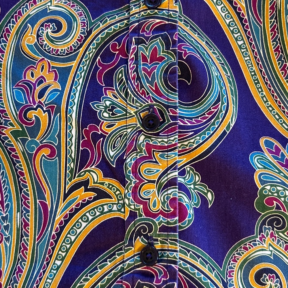 Jones New York Signature Purple Paisley Button Up Long-sleeve Career Top Sz 2X| - Picture 5 of 12